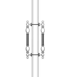 Neoclassical brass pull handle with fluted details, ideal for interior and exterior doors by Ghidini 1849