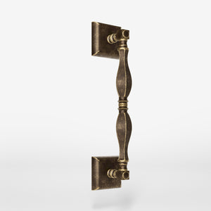 Classic brass pull handle with turned design, single-side installation, suitable for interior and exterior doors by Ghidini 1849 - Finish: OAS Antique Brass