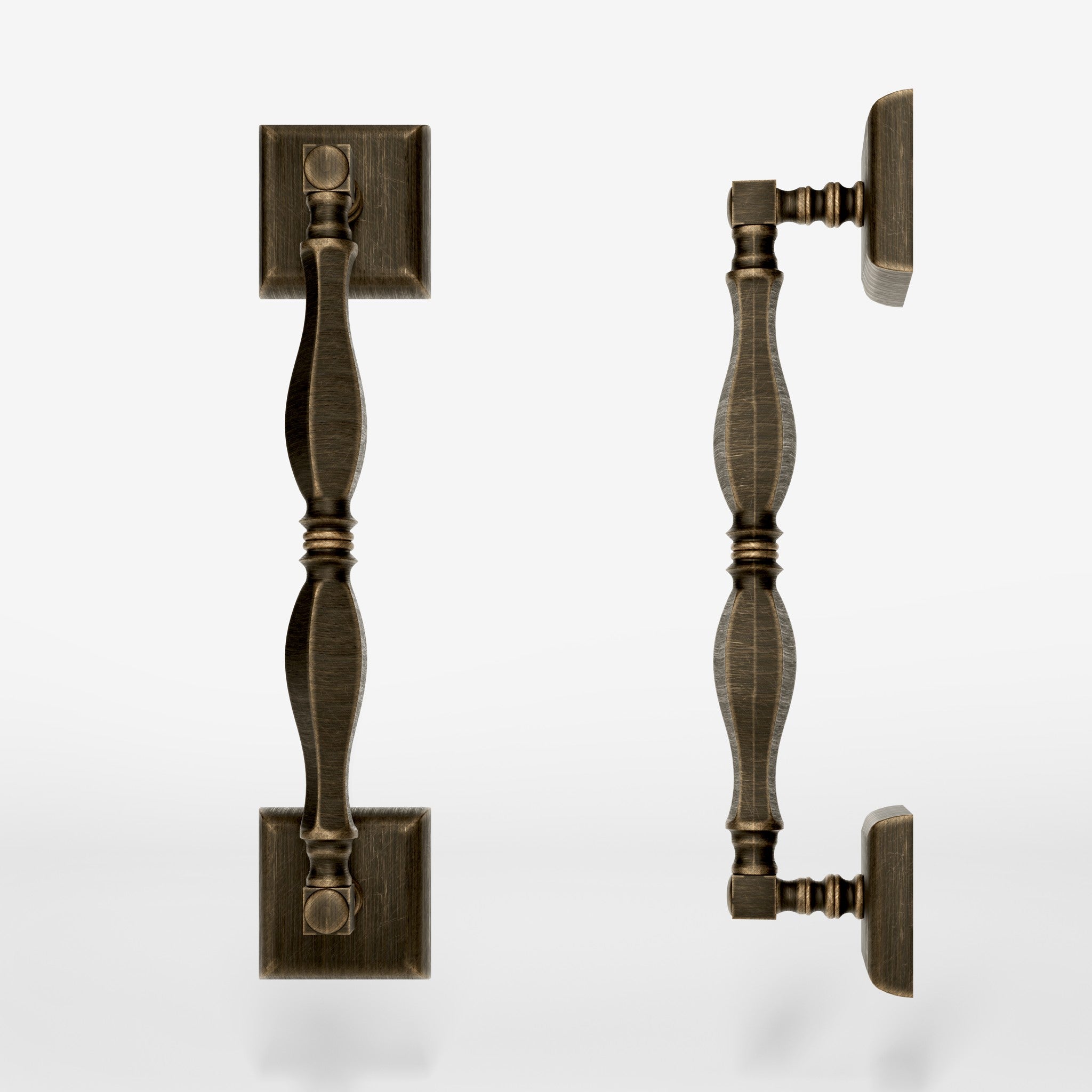 Classic brass pull handle with turned design, single-side installation, suitable for interior and exterior doors by Ghidini 1849 - Finish: OBM Bronze Satin Matt Brass