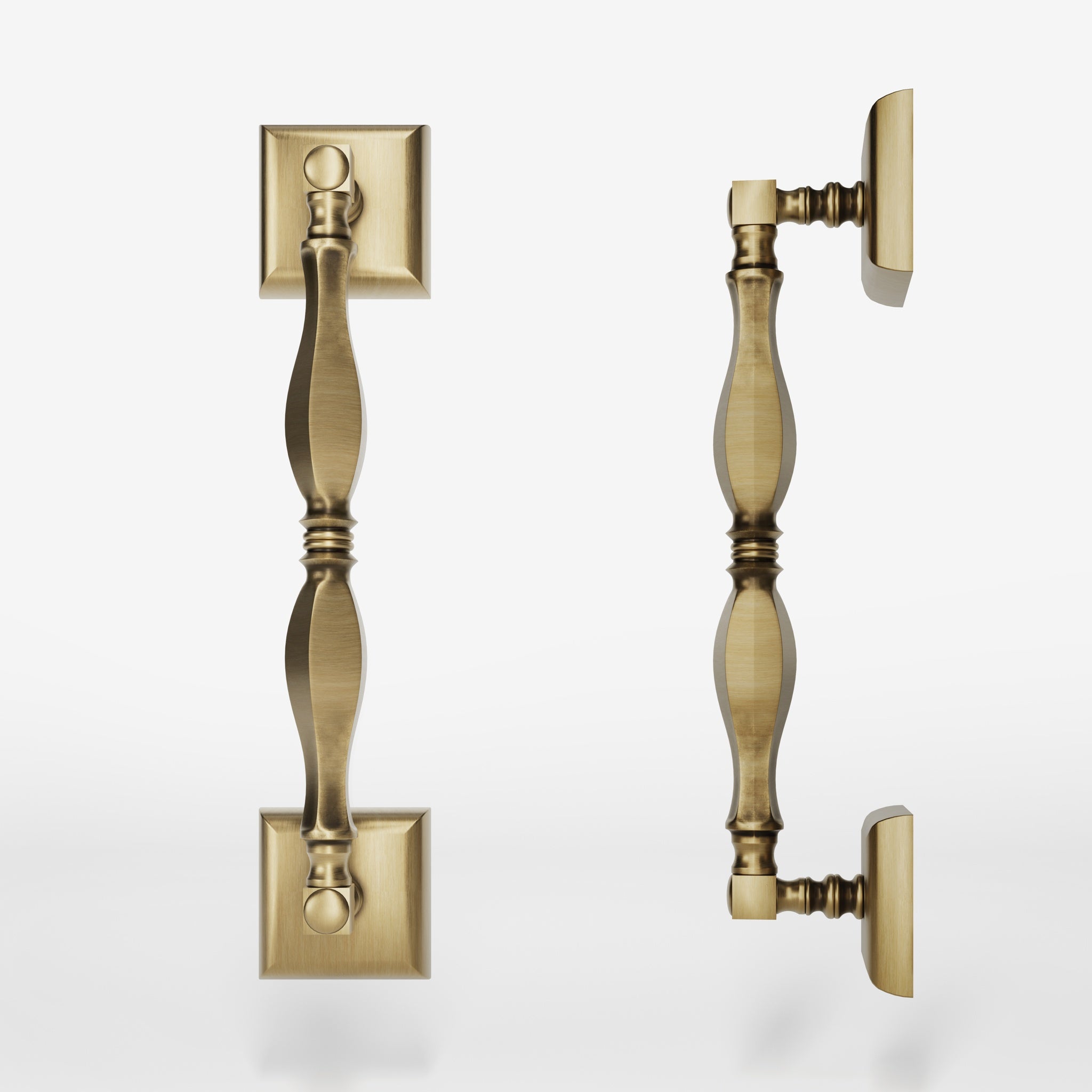 Classic brass pull handle with turned design, single-side installation, suitable for interior and exterior doors by Ghidini 1849 - Finish: OBS Bronze Satin Brass