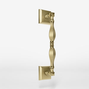 Classic brass pull handle with turned design, single-side installation, suitable for interior and exterior doors by Ghidini 1849 - Finish: OBV Bronze Satin Light Brass