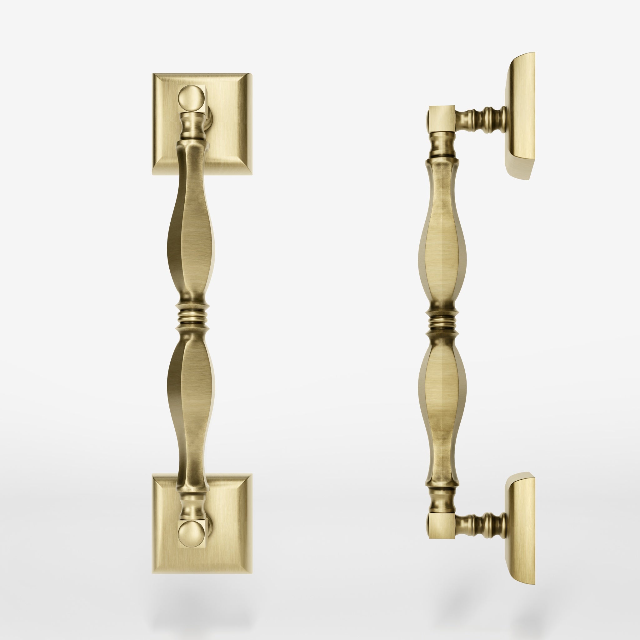 Classic brass pull handle with turned design, single-side installation, suitable for interior and exterior doors by Ghidini 1849 - Finish: OBV Bronze Satin Light Brass