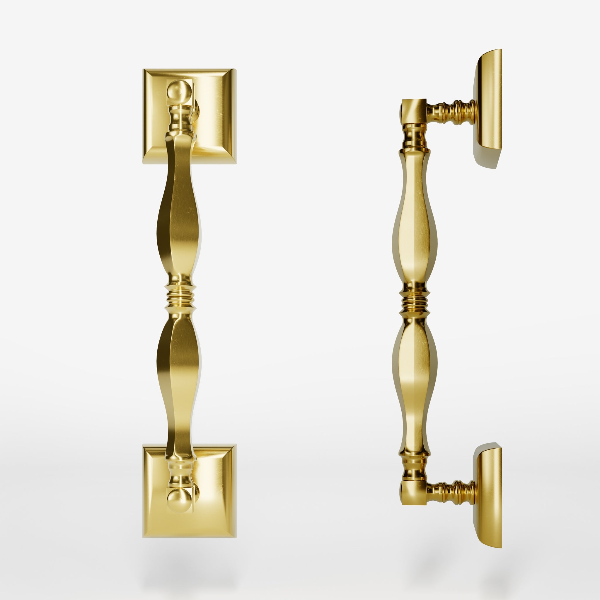 Classic brass pull handle with turned design, single-side installation, suitable for interior and exterior doors by Ghidini 1849 - Finish: OLV Polished Brass