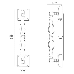 Classic brass pull handle with turned design, single-side installation, suitable for interior and exterior doors by Ghidini 1849