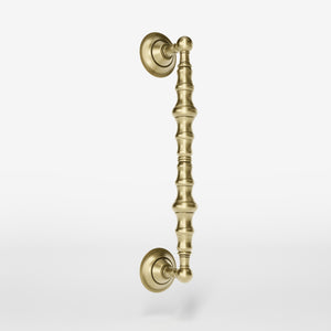 Classic brass pull handle with elegant curves, ideal for interior and exterior doors by Ghidini 1849 - Finish: OBV Bronze Satin Light Brass