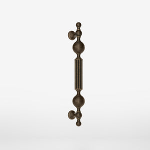 Brass pull handle with baroque details, fluted sections, and sculpted elements, perfect for luxury entrances by Ghidini 1849 - Finish: OBM Bronze Satin Matt Brass