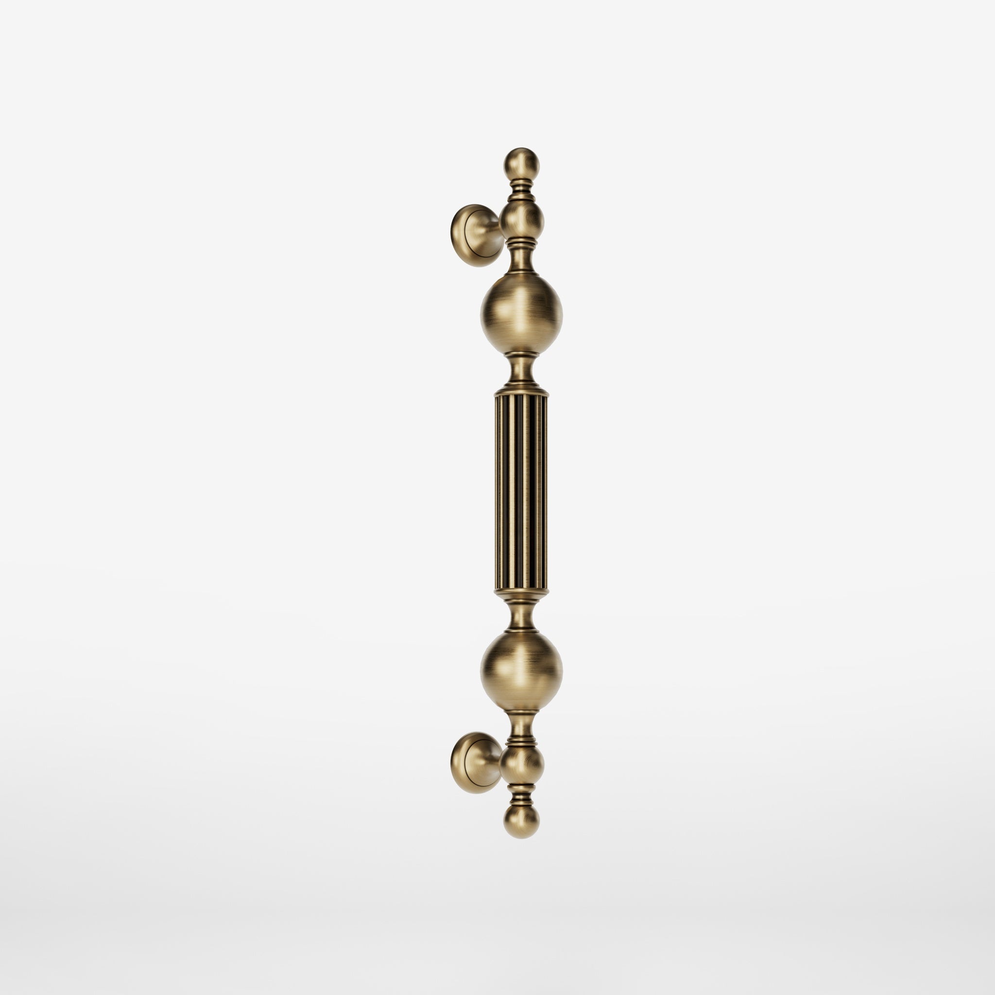 Brass pull handle with baroque details, fluted sections, and sculpted elements, perfect for luxury entrances by Ghidini 1849 - Finish: OBS Bronze Satin Brass