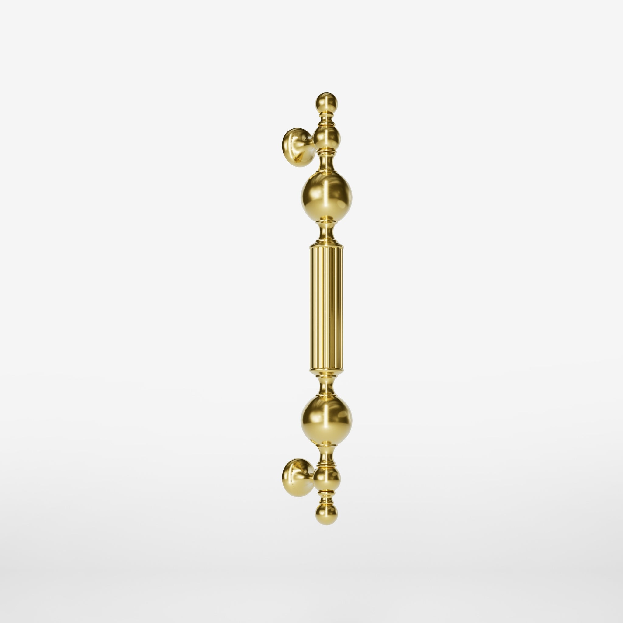 Brass pull handle with baroque details, fluted sections, and sculpted elements, perfect for luxury entrances by Ghidini 1849 - Finish: OLV Polished Brass