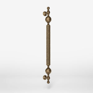 Neoclassical brass door handle with fluted column, suitable for interior and exterior doors by Ghidini 1849 - Finish: OAS Antique Brass