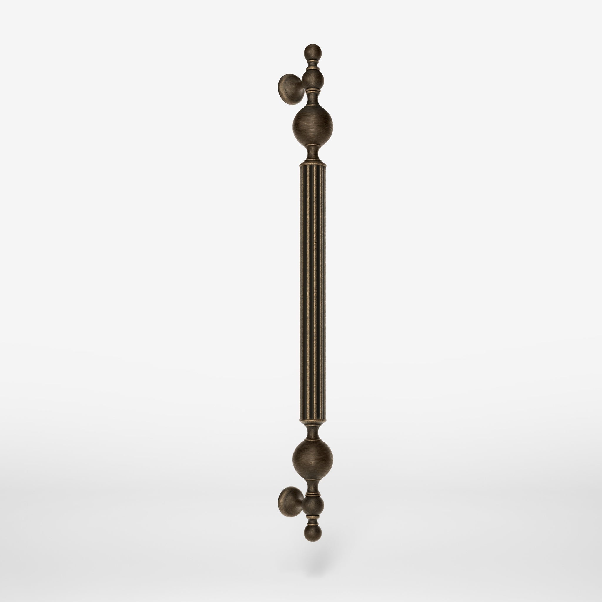 Neoclassical brass door handle with fluted column, suitable for interior and exterior doors by Ghidini 1849 - Finish: OBM Bronze Satin Matt Brass