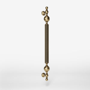 Neoclassical brass door handle with fluted column, suitable for interior and exterior doors by Ghidini 1849 - Finish: OBS Bronze Satin Brass