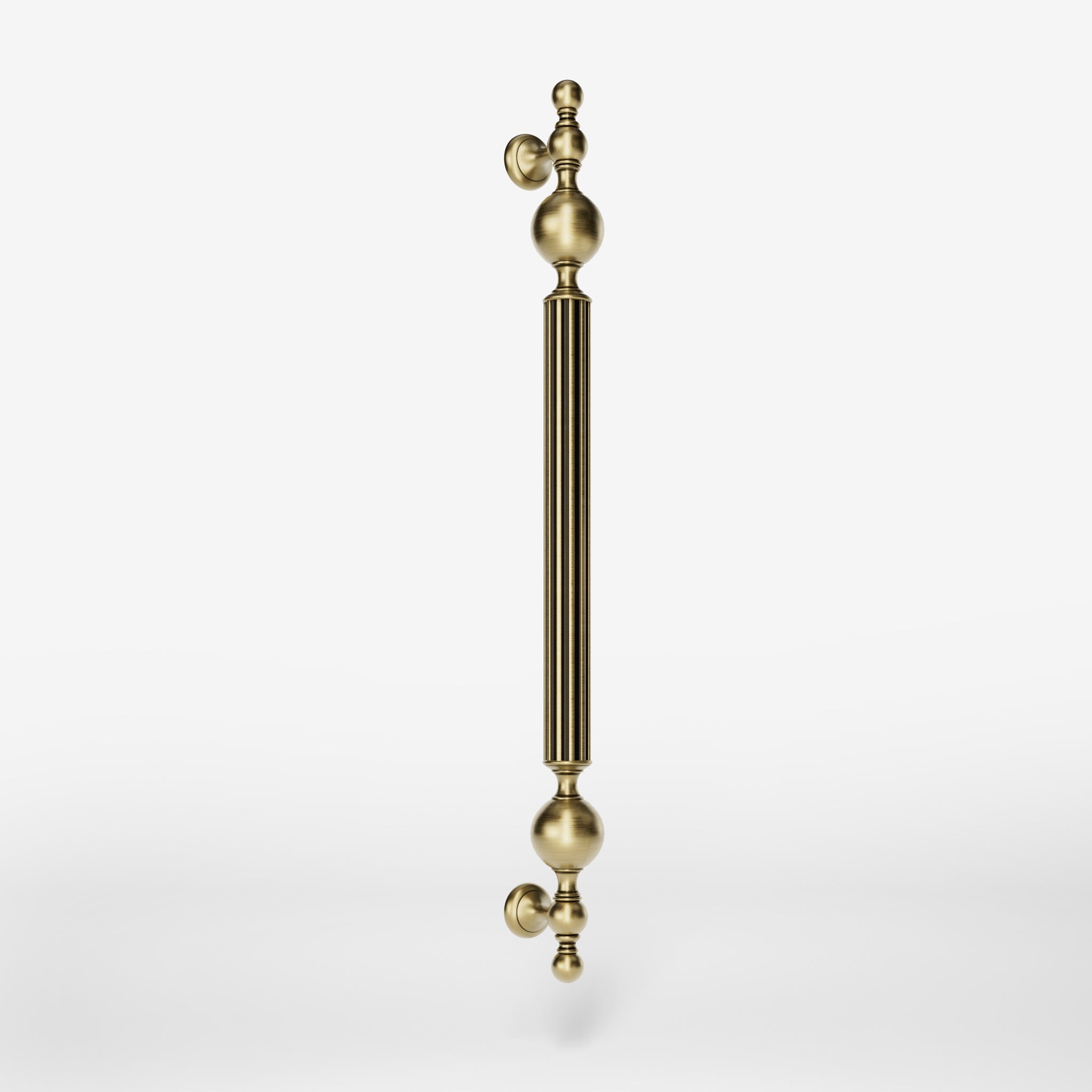 Neoclassical brass door handle with fluted column, suitable for interior and exterior doors by Ghidini 1849 - Finish: OBV Bronze Satin Light Brass