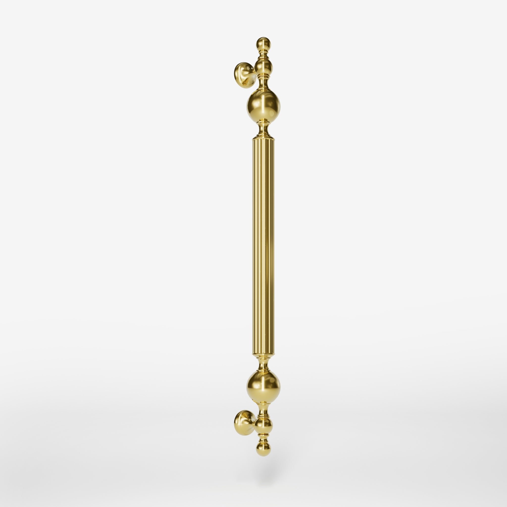 Neoclassical brass door handle with fluted column, suitable for interior and exterior doors by Ghidini 1849 - Finish: OLV Polished Brass