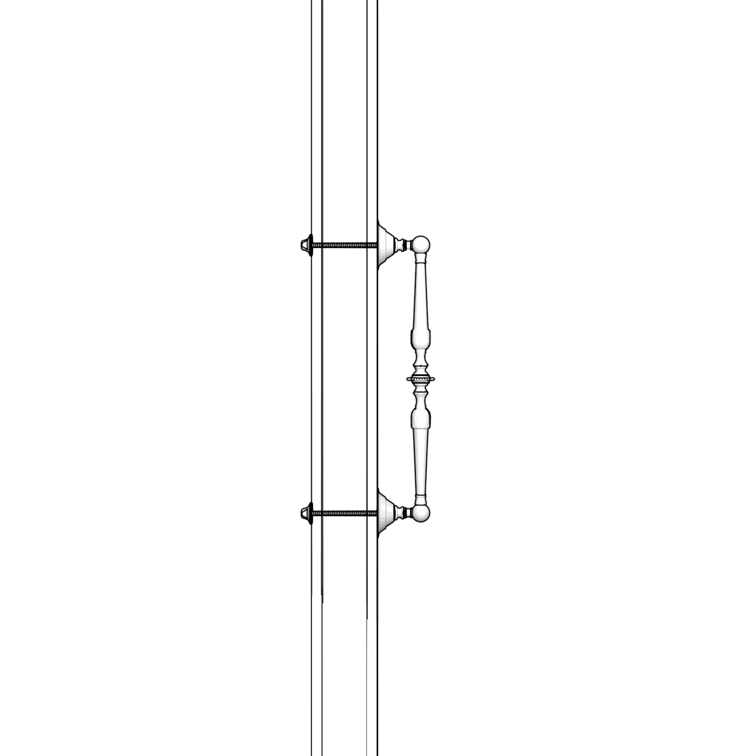 Neoclassical brass door handle with fluted column, suitable for interior and exterior doors by Ghidini 1849