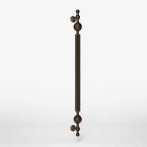 Brass pull handle with fluted structure and ornate finials, single or double installation, ideal for classic doors by Ghidini 1849 - Finish: OBM Bronze Satin Matt Brass