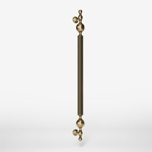 Brass pull handle with fluted structure and ornate finials, single or double installation, ideal for classic doors by Ghidini 1849 - Finish: OBS Bronze Satin Brass