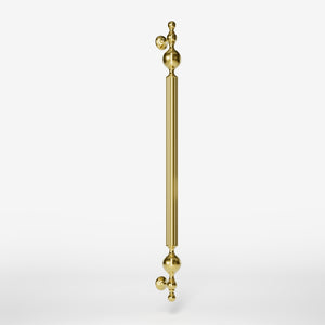 Brass pull handle with fluted structure and ornate finials, single or double installation, ideal for classic doors by Ghidini 1849 - Finish: OLV Polished Brass