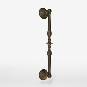 Brass pull handle with engraved details and classic design, ideal for interior and exterior doors by Ghidini 1849 - Finish: OBM Bronze Satin Matt Brass