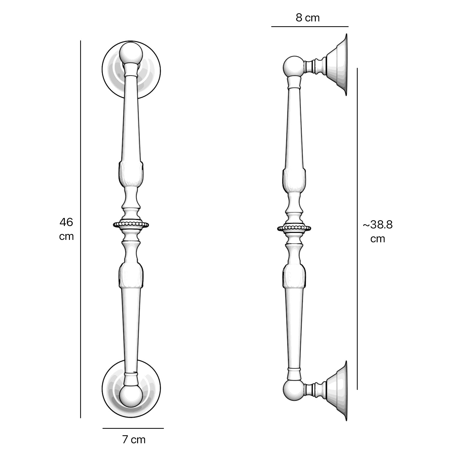 Brass pull handle with engraved details and classic design, ideal for interior and exterior doors by Ghidini 1849