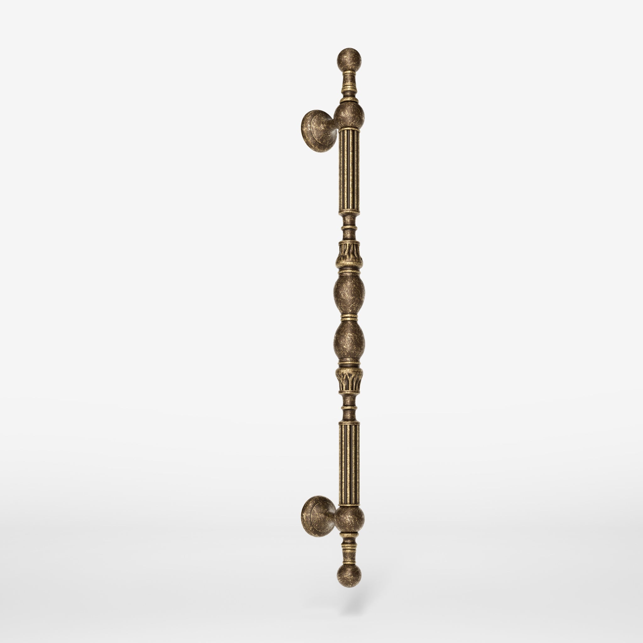 Brass pull handle with sculpted details and neoclassical design, ideal for prestigious doors by Ghidini 1849 - Finish: OAS Antique Brass