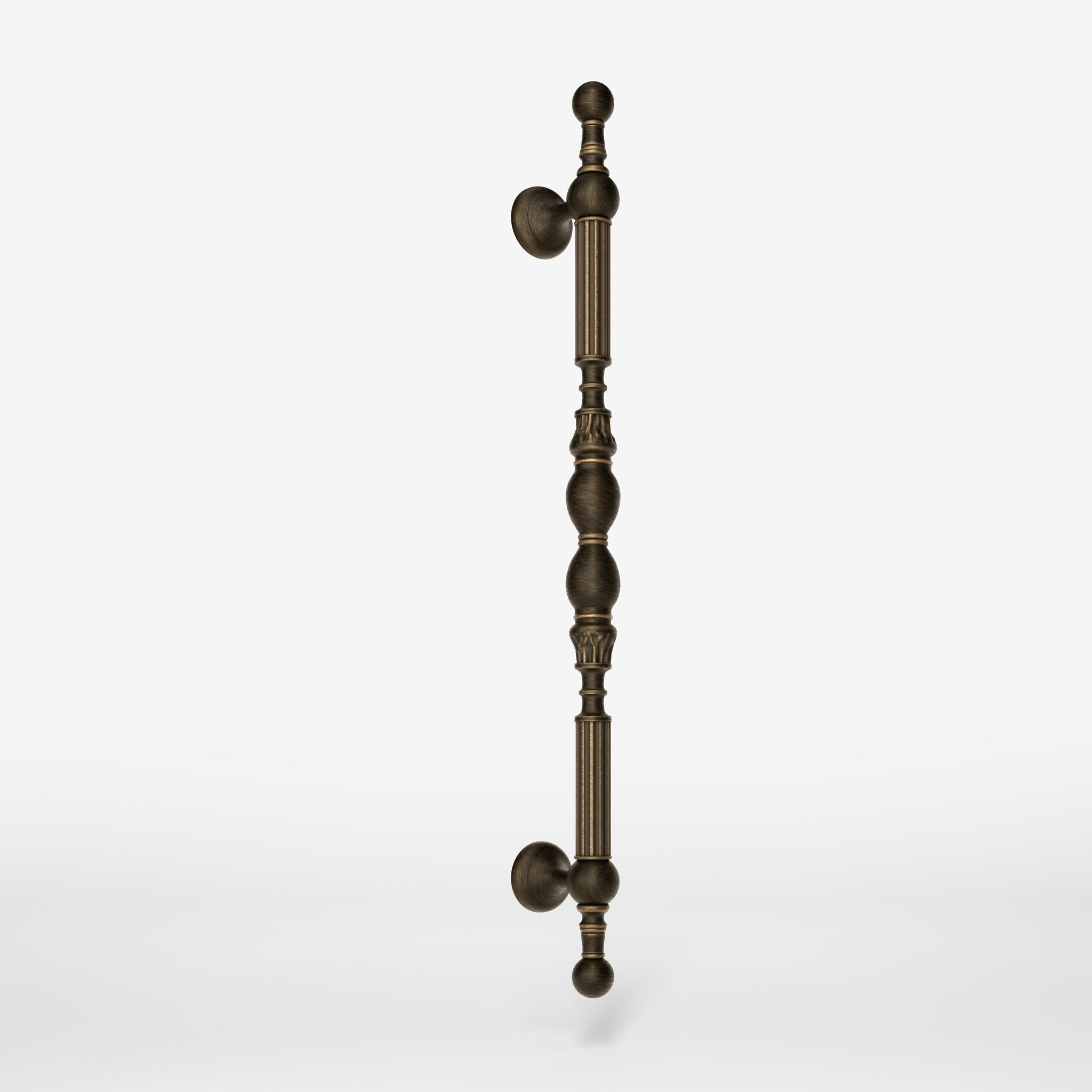 Brass pull handle with sculpted details and neoclassical design, ideal for prestigious doors by Ghidini 1849 - Finish: OBM Bronze Satin Matt Brass