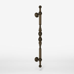 Brass pull handle with sculpted details and neoclassical design, ideal for prestigious doors by Ghidini 1849 - Finish: OBM Bronze Satin Matt Brass