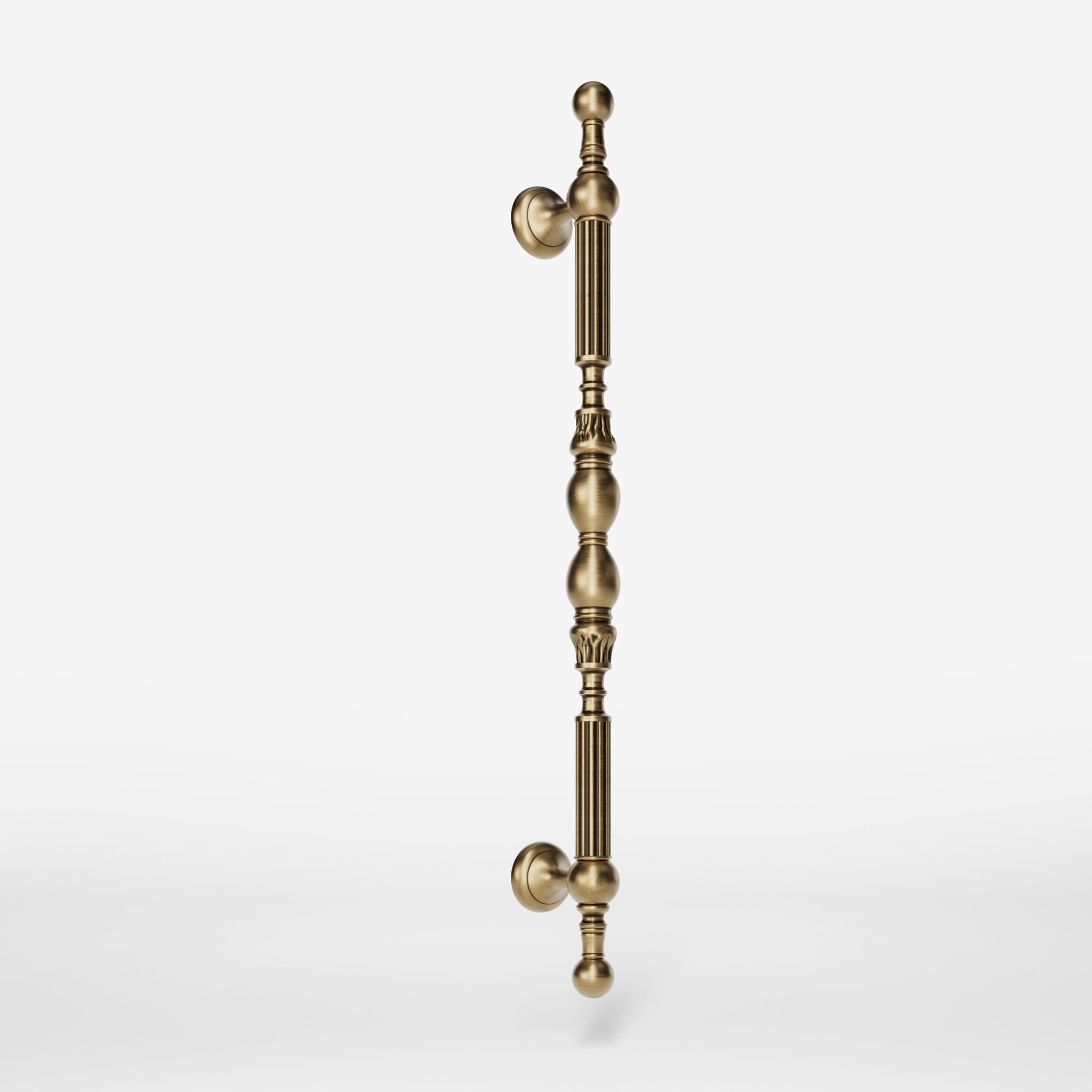 Brass pull handle with sculpted details and neoclassical design, ideal for prestigious doors by Ghidini 1849 - Finish: OBS Bronze Satin Brass