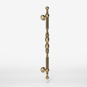 Brass pull handle with sculpted details and neoclassical design, ideal for prestigious doors by Ghidini 1849 - Finish: OBS Bronze Satin Brass