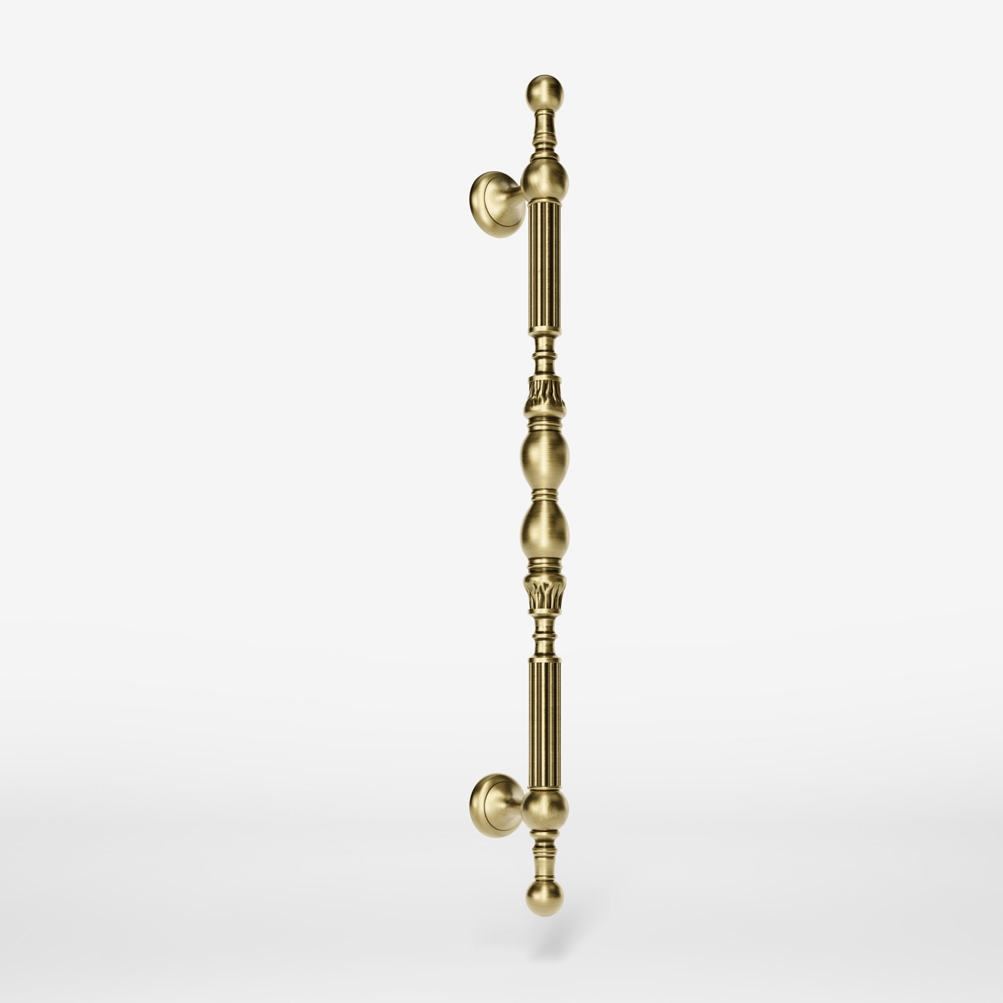 Brass pull handle with sculpted details and neoclassical design, ideal for prestigious doors by Ghidini 1849 - Finish: OBV Bronze Satin Light Brass