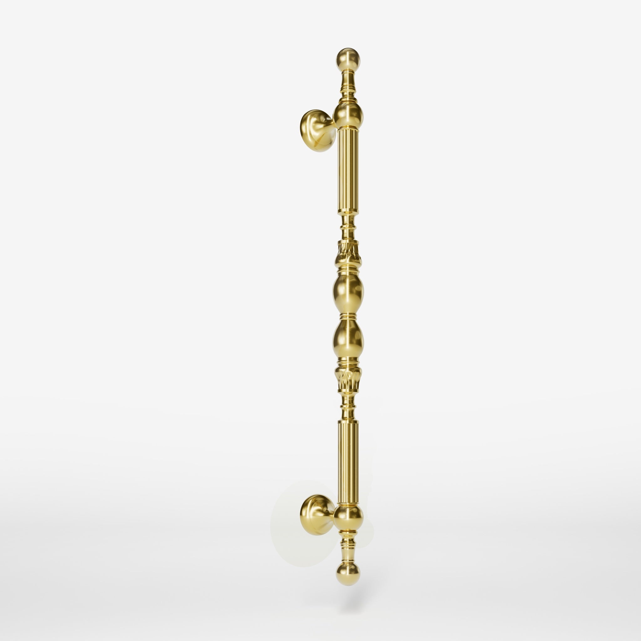 Brass pull handle with sculpted details and neoclassical design, ideal for prestigious doors by Ghidini 1849 - Finish: OLV Polished Brass