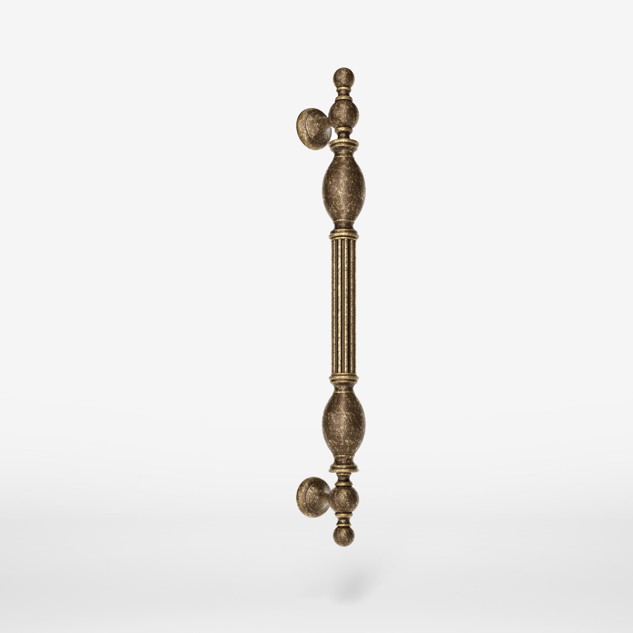 Brass pull handle with sculpted Renaissance details, ideal for historic doors and elegant interiors by Ghidini 1849 - Finish: OAS Antique Brass