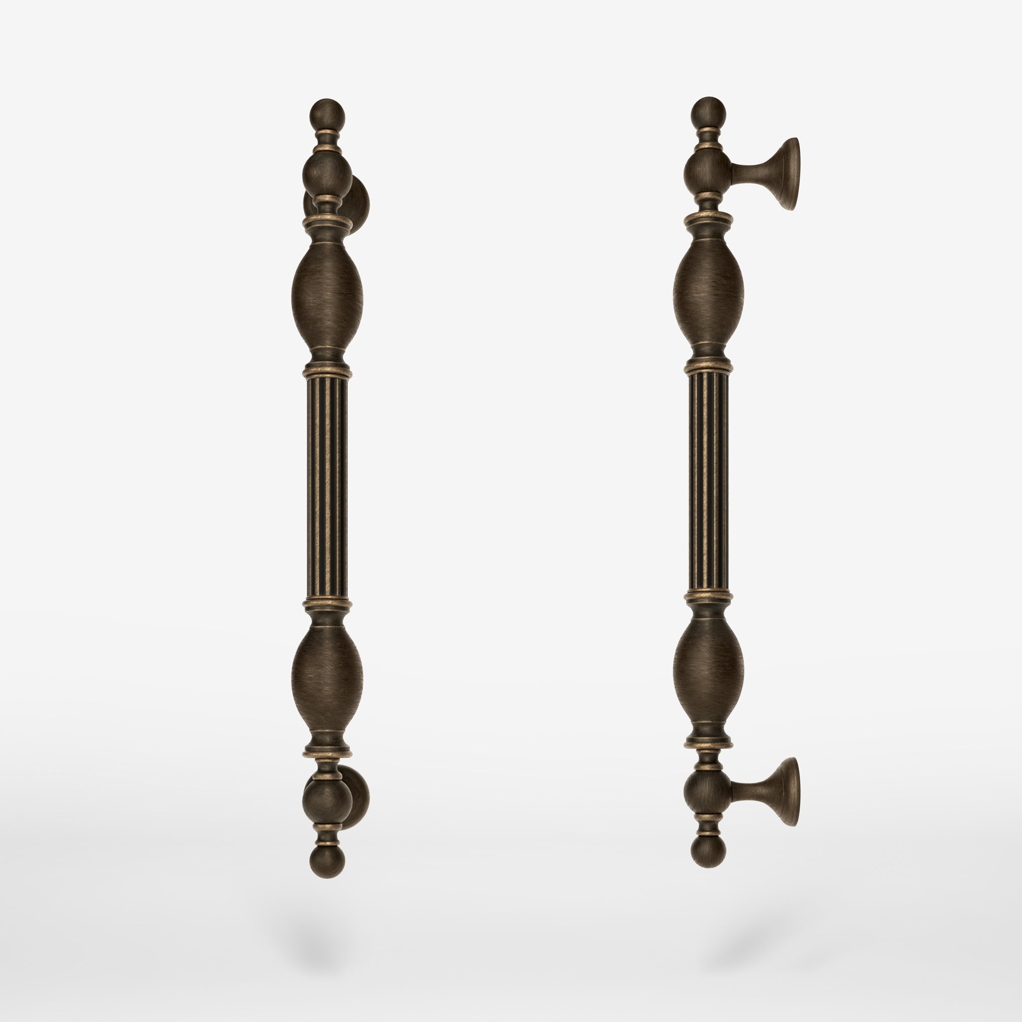 Brass pull handle with sculpted Renaissance details, ideal for historic doors and elegant interiors by Ghidini 1849 - Finish: OBM Bronze Satin Matt Brass