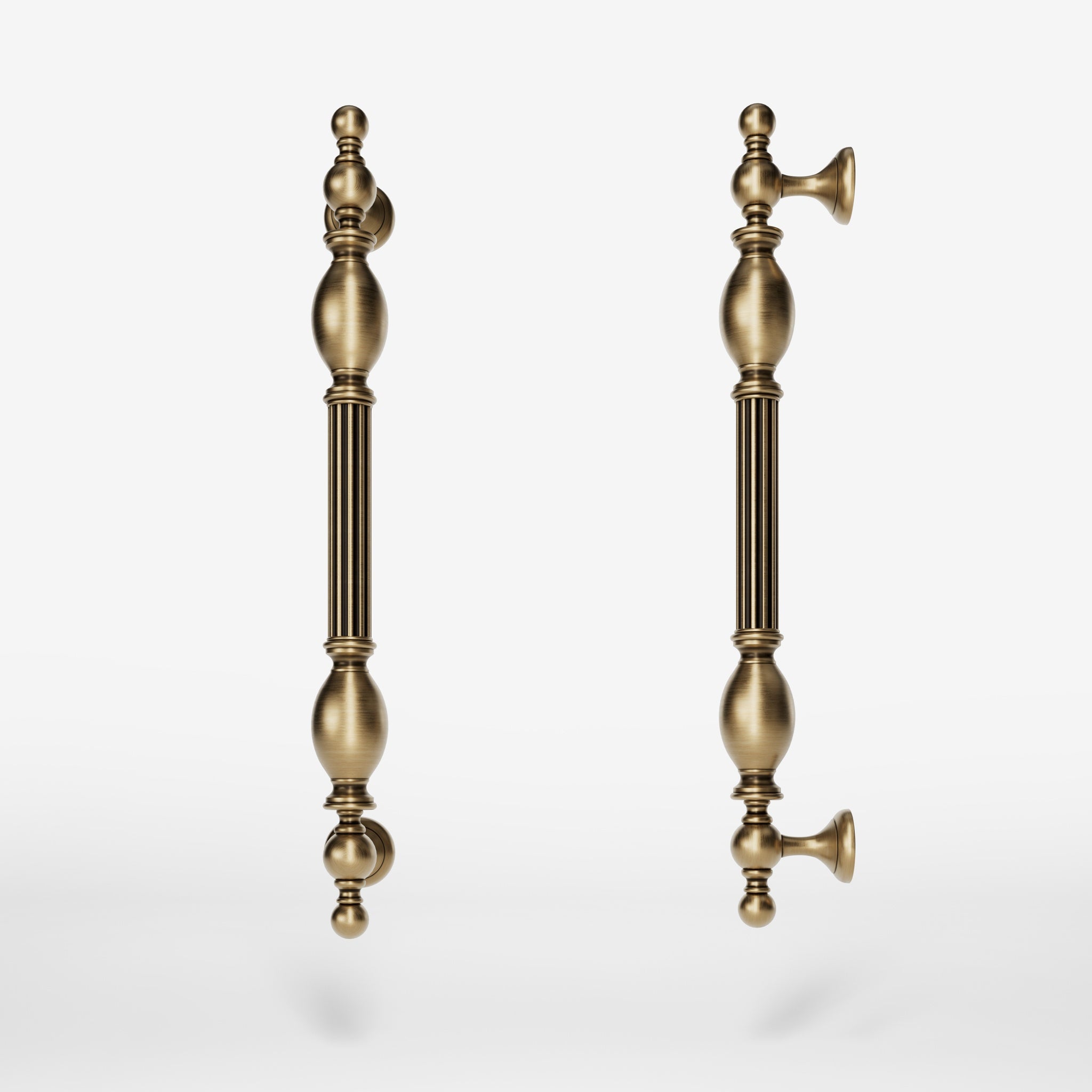 Brass pull handle with sculpted Renaissance details, ideal for historic doors and elegant interiors by Ghidini 1849 - Finish: OBS Bronze Satin Brass