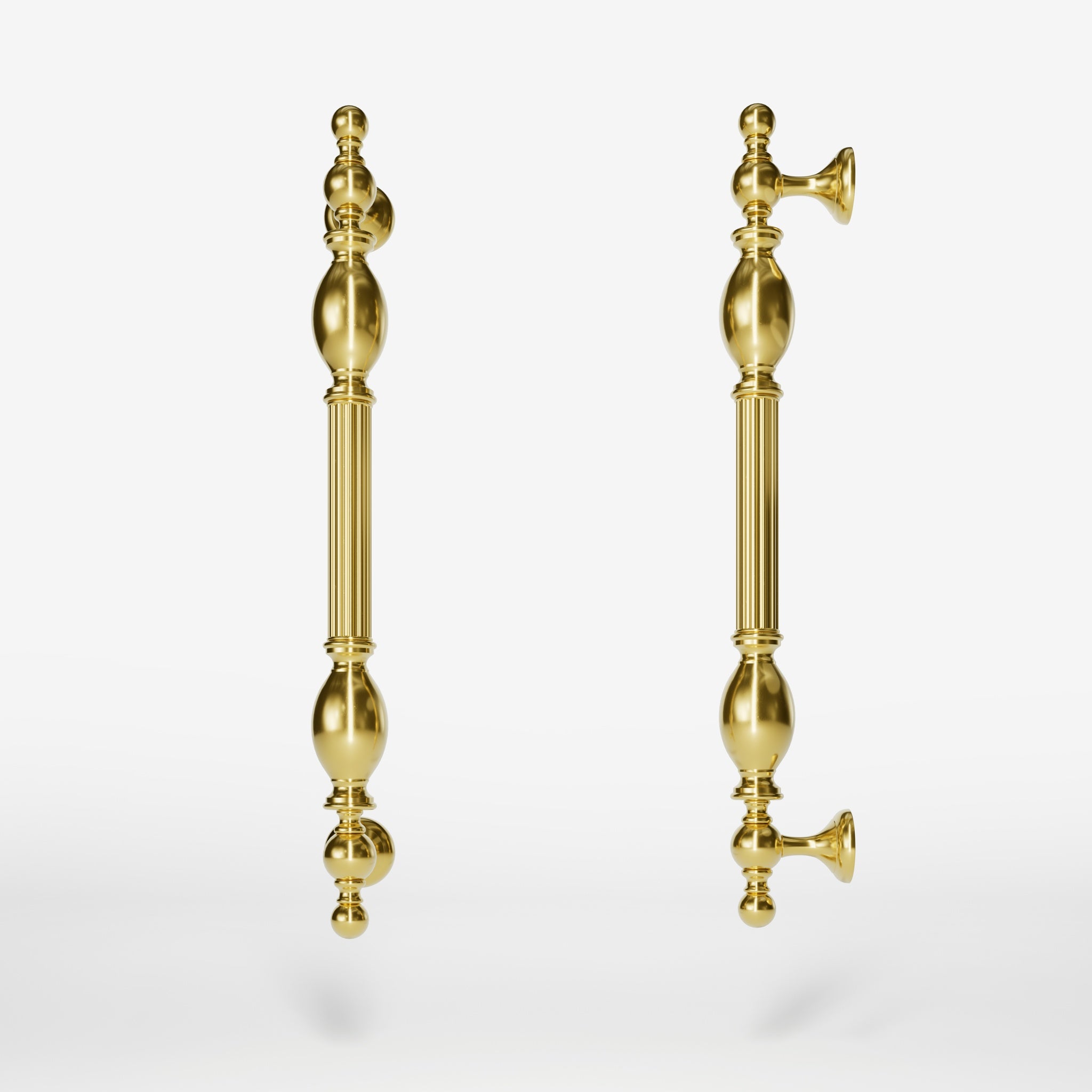 Brass pull handle with sculpted Renaissance details, ideal for historic doors and elegant interiors by Ghidini 1849 - Finish: OLV Polished Brass