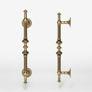 Brass pull handle with Baroque engravings and intricate details, ideal for luxury doors by Ghidini 1849 - Finish: OBS Bronze Satin Brass