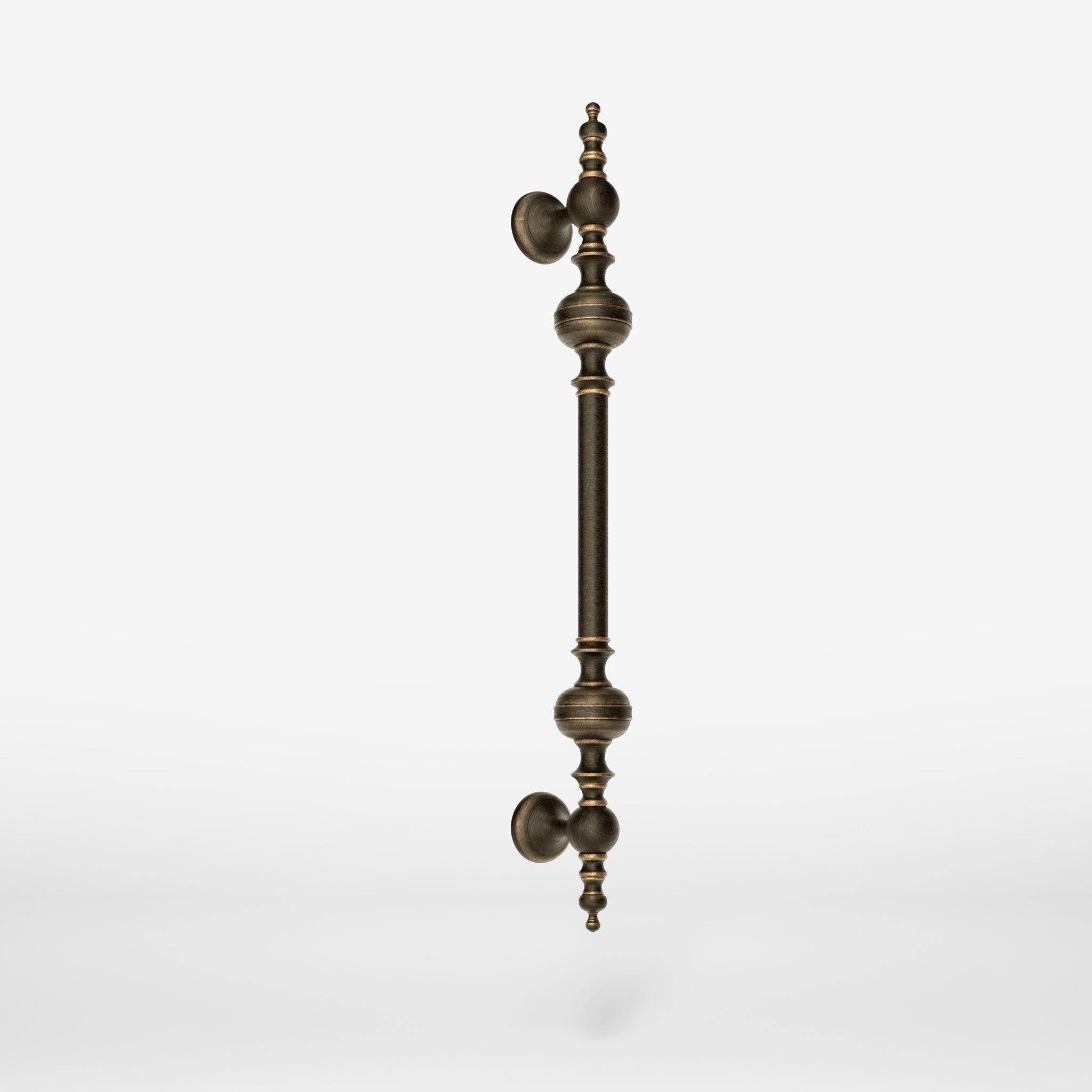 Brass pull handle with sculpted details and elegant proportions, ideal for refined doors by Ghidini 1849 - Finish: OBM Bronze Satin Matt Brass