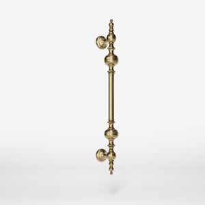 Brass pull handle with sculpted details and elegant proportions, ideal for refined doors by Ghidini 1849 - Finish: OBS Bronze Satin Brass