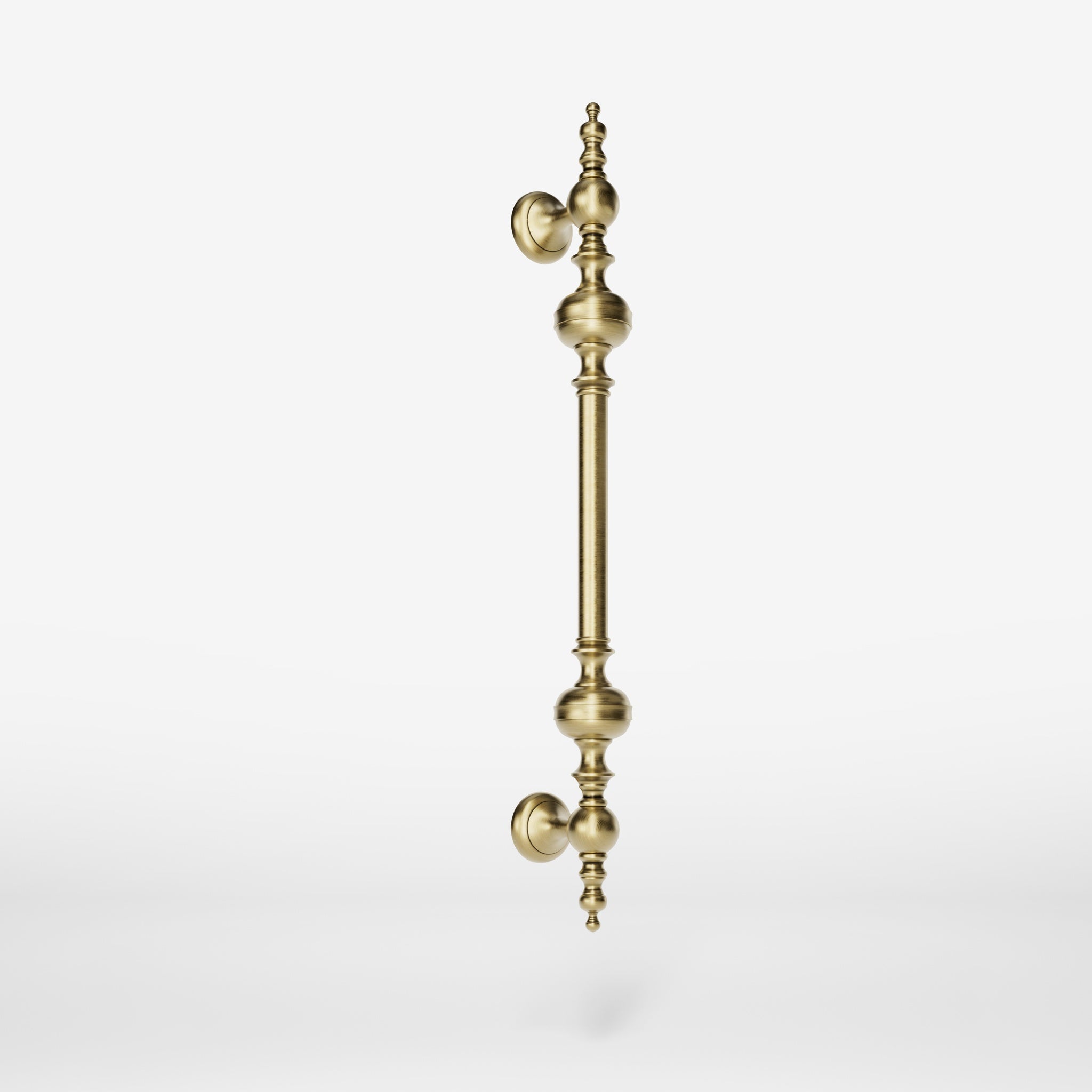 Brass pull handle with sculpted details and elegant proportions, ideal for refined doors by Ghidini 1849 - Finish: OBV Bronze Satin Light Brass