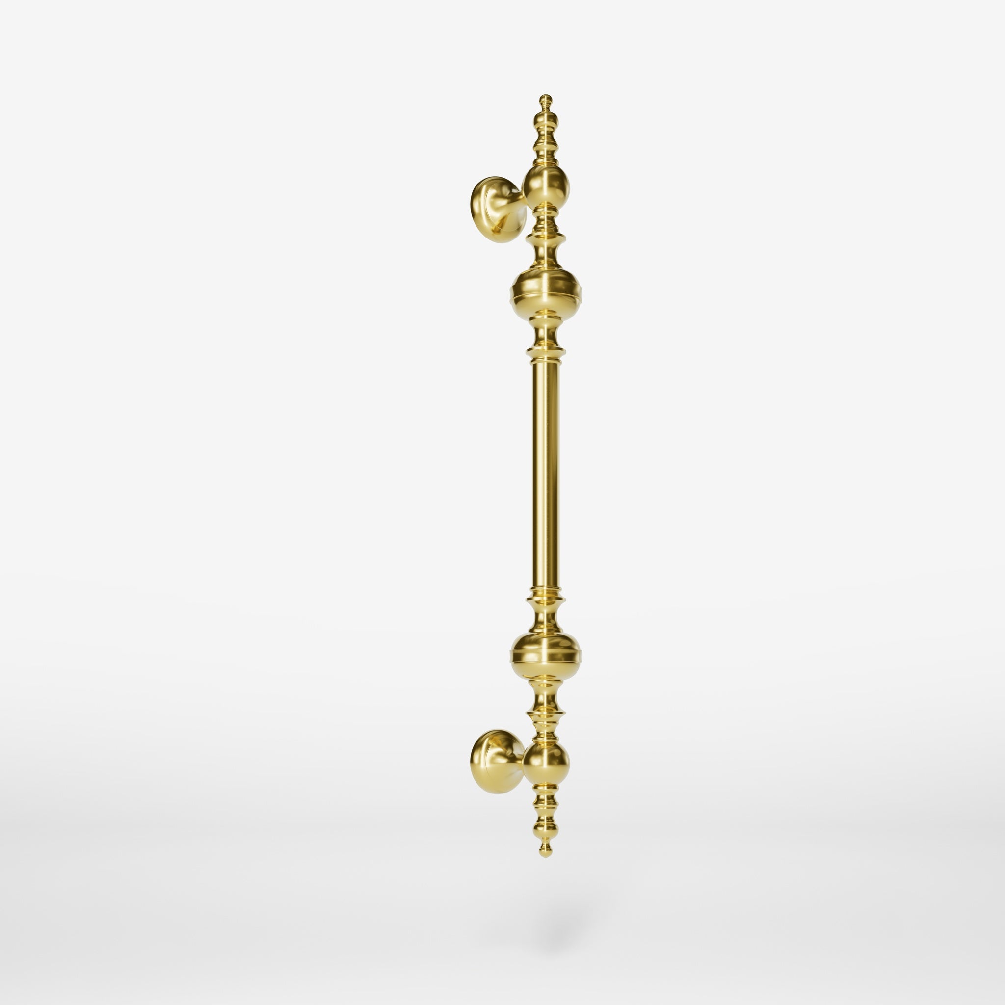 Brass pull handle with sculpted details and elegant proportions, ideal for refined doors by Ghidini 1849 - Finish: OLV Polished Brass