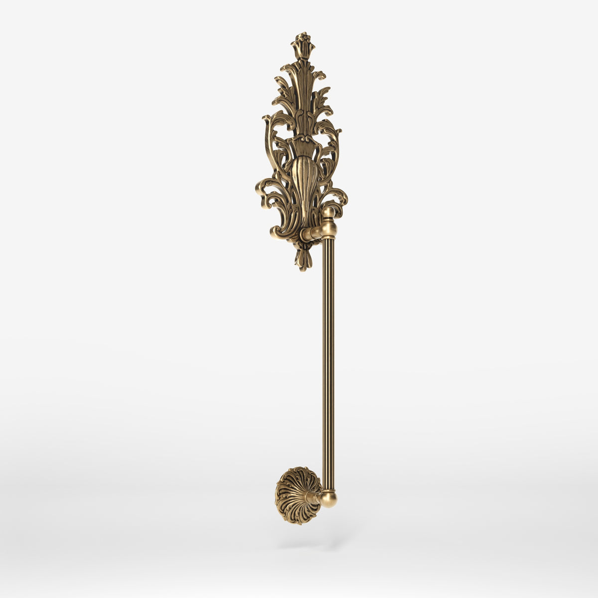 Poignée de Tirage en Laiton avec Motif Floral Gravé - OBS Bronze Laiton Satiné