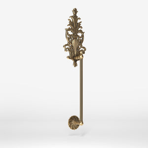 Brass pull handle with floral engravings and decorative details, perfect for luxury entrances by Ghidini 1849 - Finish: OBS Bronze Satin Brass