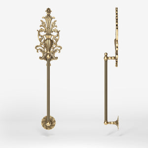 Brass pull handle with floral engravings and decorative details, perfect for luxury entrances by Ghidini 1849 - Finish: OBS Bronze Satin Brass