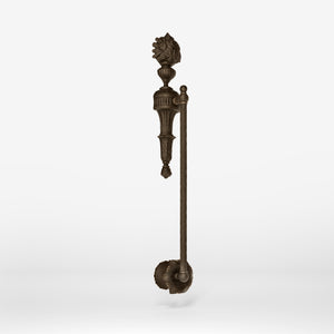 Brass pull handle with floral motif and twisted rod, ideal for luxury entrances and refined interiors by Ghidini 1849 - Finish: OBM Bronze Satin Matt Brass