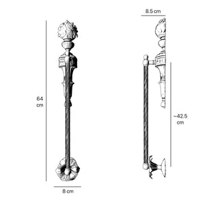 Brass pull handle with floral motif and twisted rod, ideal for luxury entrances and refined interiors by Ghidini 1849