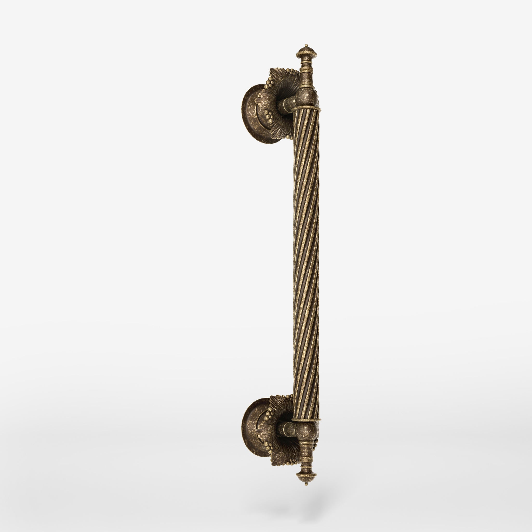 Brass pull handle with corded shaft and decorative details, perfect for luxury doors and elegant entrances by Ghidini 1849 - Finish: OAS Antique Brass