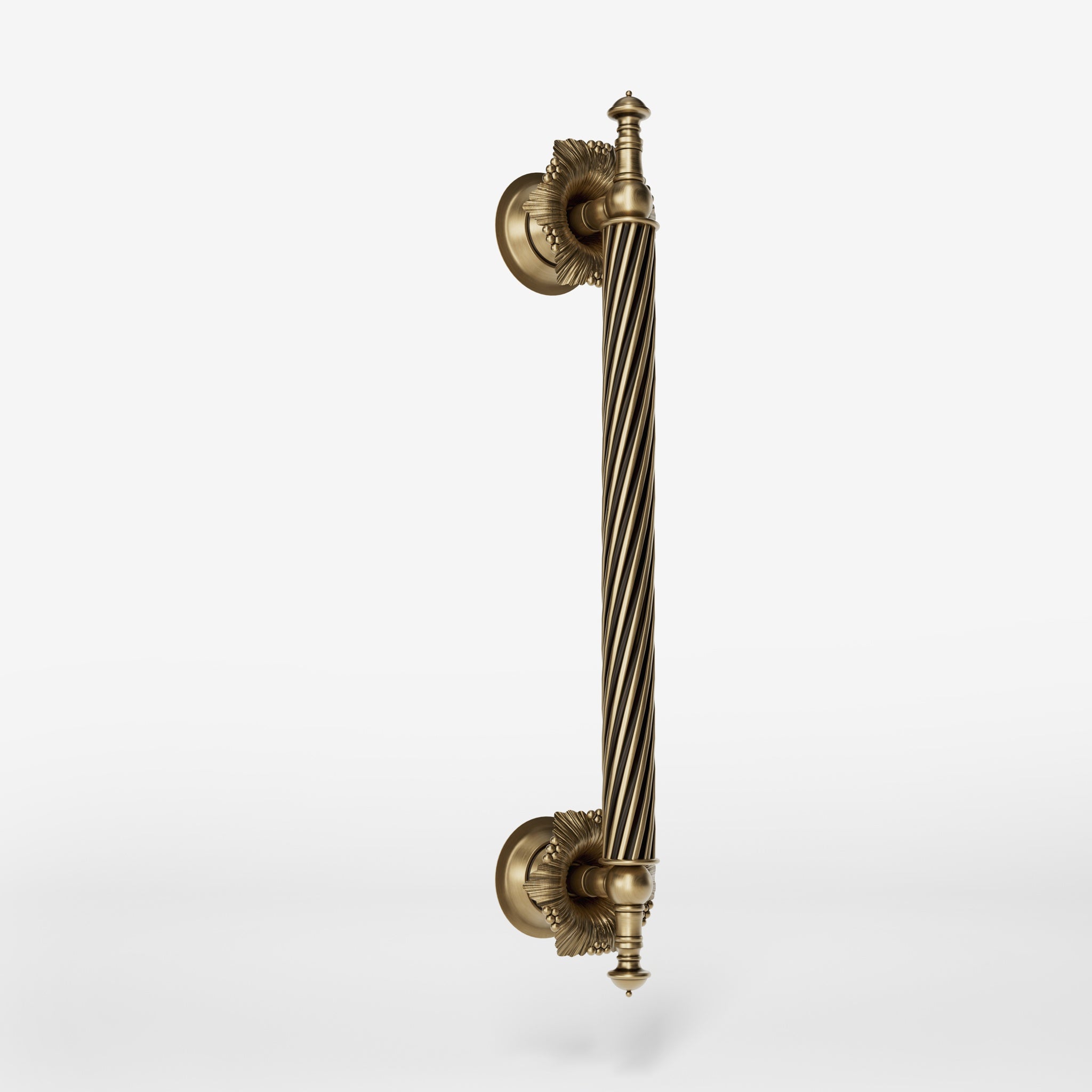 Brass pull handle with corded shaft and decorative details, perfect for luxury doors and elegant entrances by Ghidini 1849 - Finish: OBS Bronze Satin Brass