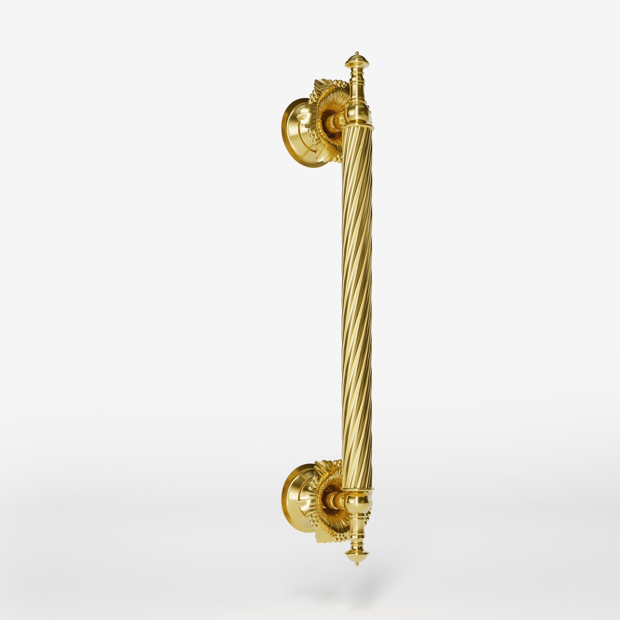 Brass pull handle with corded shaft and decorative details, perfect for luxury doors and elegant entrances by Ghidini 1849 - Finish: OLV Polished Brass