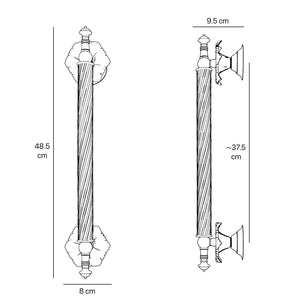 Brass pull handle with corded shaft and decorative details, perfect for luxury doors and elegant entrances by Ghidini 1849