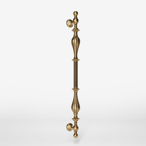 Brass pull handle with refined lines and sculpted details, suitable for single or bilateral installation on classic doors by Ghidini 1849 - Finish: OBS Bronze Satin Brass