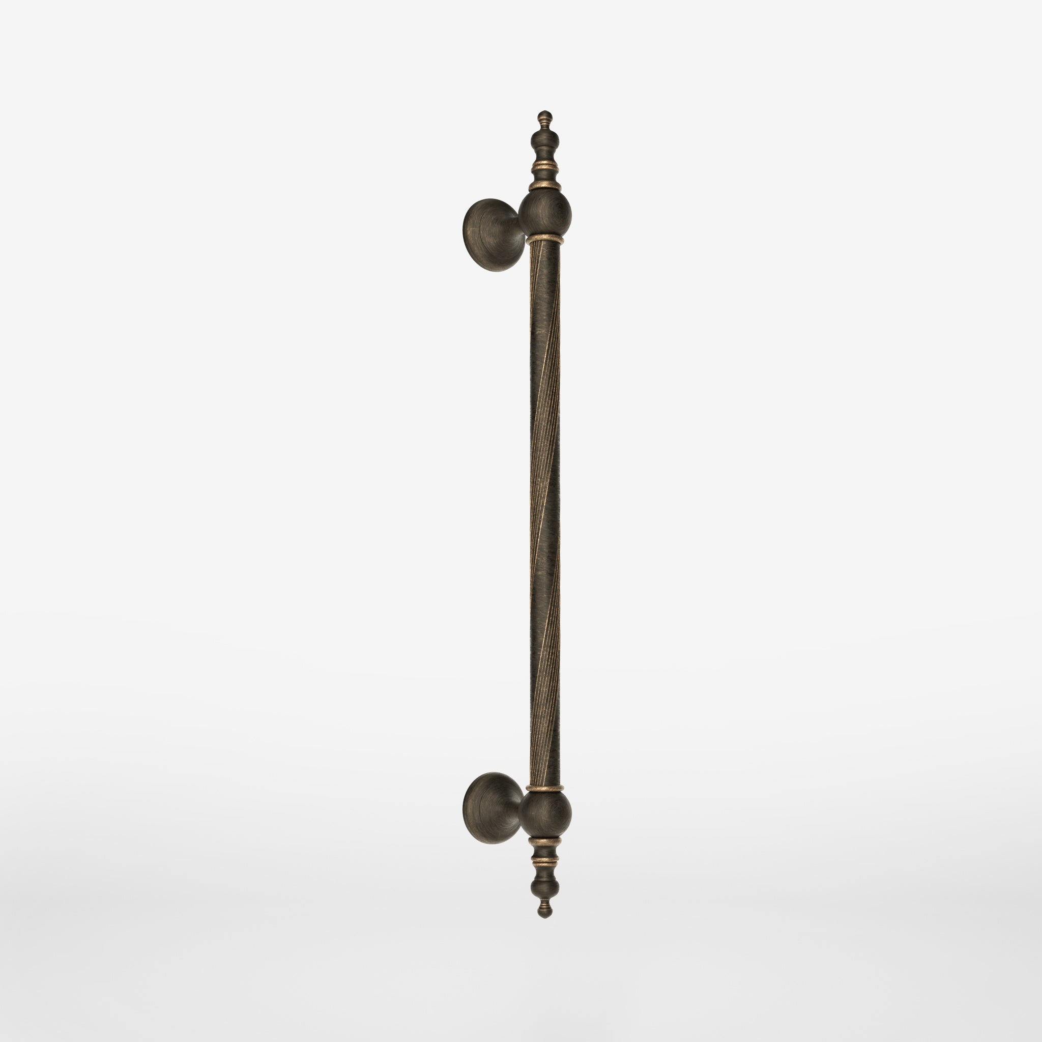 Elegant brass pull handle with decorative motifs, ideal for prestigious doors by Ghidini 1849 - Finish: OBM Bronze Satin Matt Brass